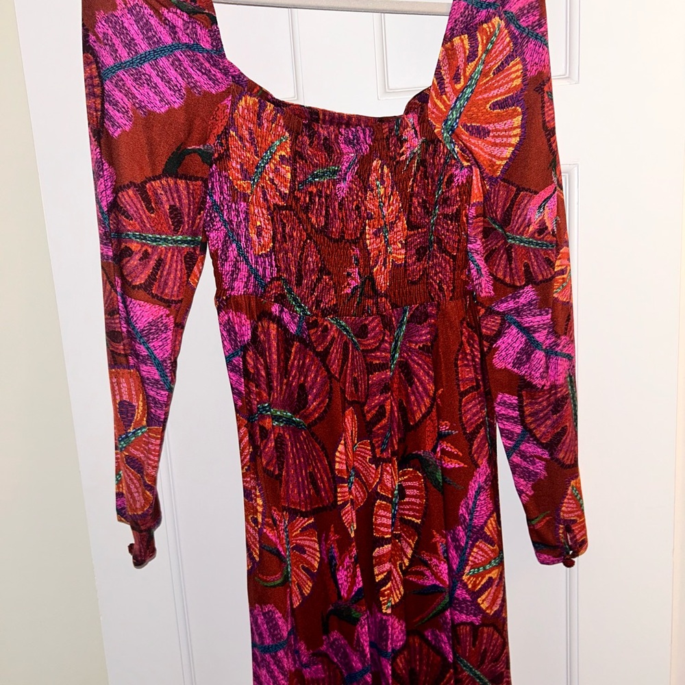 Farm Rio Floral Midi Sleeve Dress